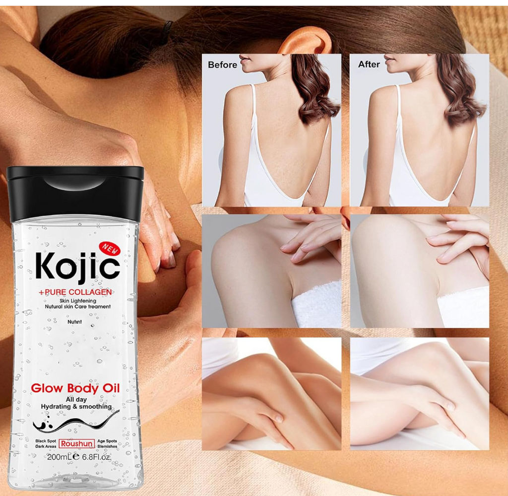 Roushun Kojic + Pure Collagen Glow Body Oil 200ml – Skin Lightening & Hydrating