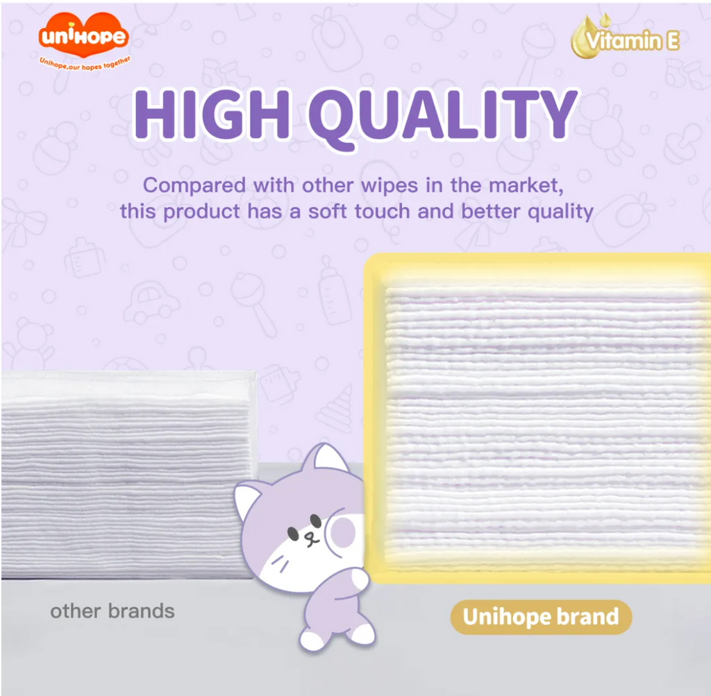 Unihope Fragrance Vitamin E Baby Wipes – 80 Pieces (1 Pack)
