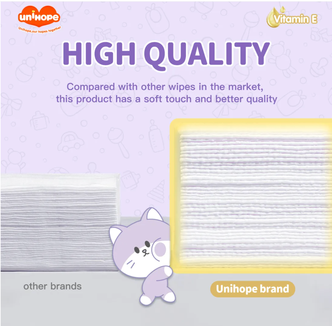 Unihope Fragrance Vitamin E Baby Wipes – 80 Pieces (1 Pack)