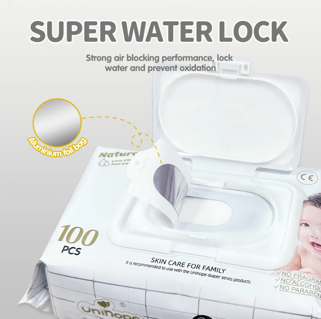 Unihope Natural Pro Super Premium Baby Water Wipes – 300 Wipes (3 x 100)