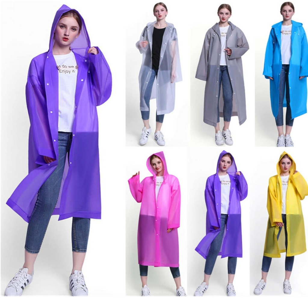 EKEGUY Waterproof EVA Rain Poncho – Hooded, Reusable, Unisex – 6 Colours