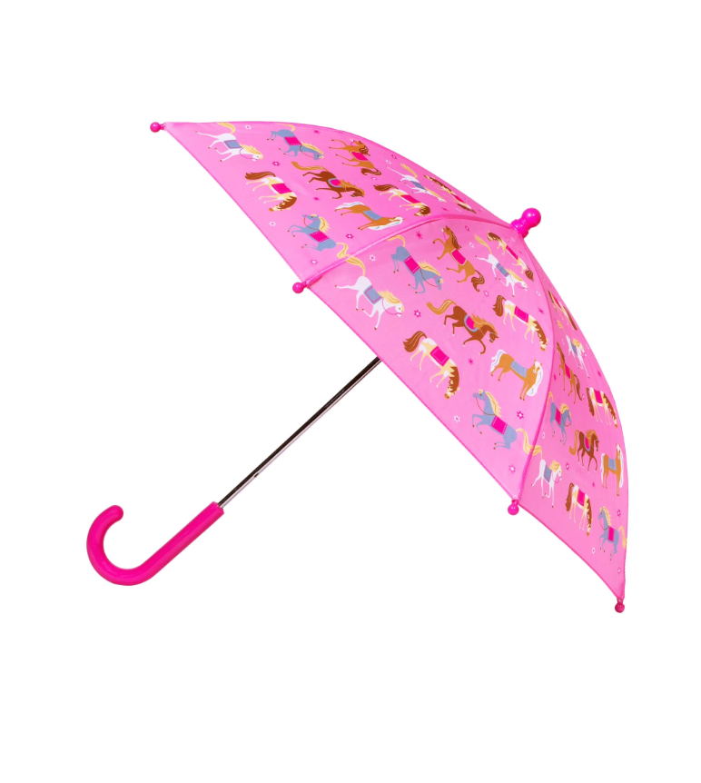 Wildkin Kids Umbrella – Horses Print, 28in Wide, Pinch-Proof & BPA Free
