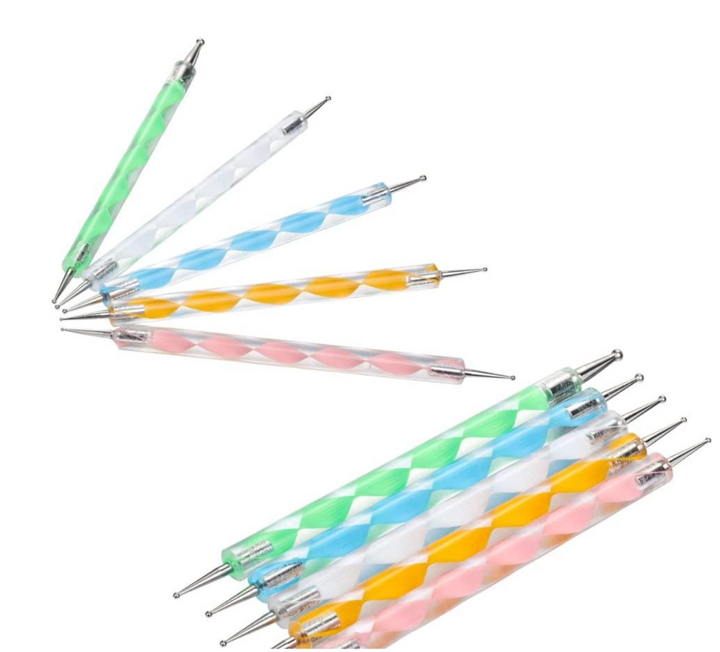 5-Piece Double-Ended Nail Art Dotting Tools Set – Marbling & Detail Pen Set
