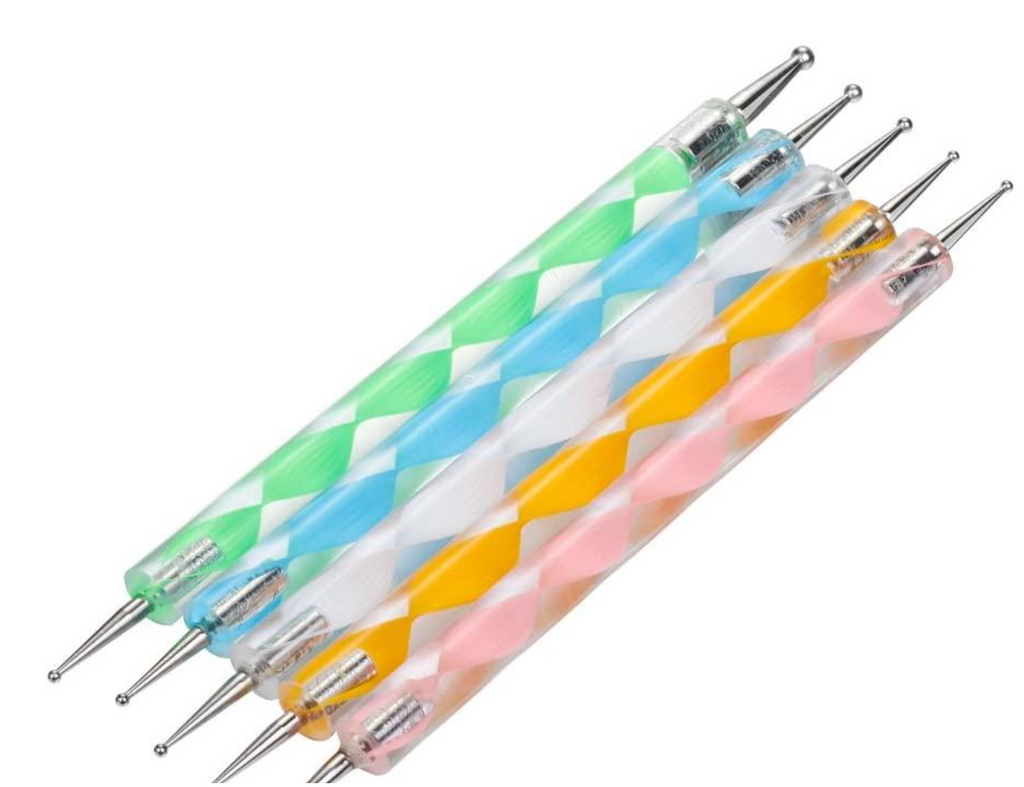 5-Piece Double-Ended Nail Art Dotting Tools Set – Marbling & Detail Pen Set