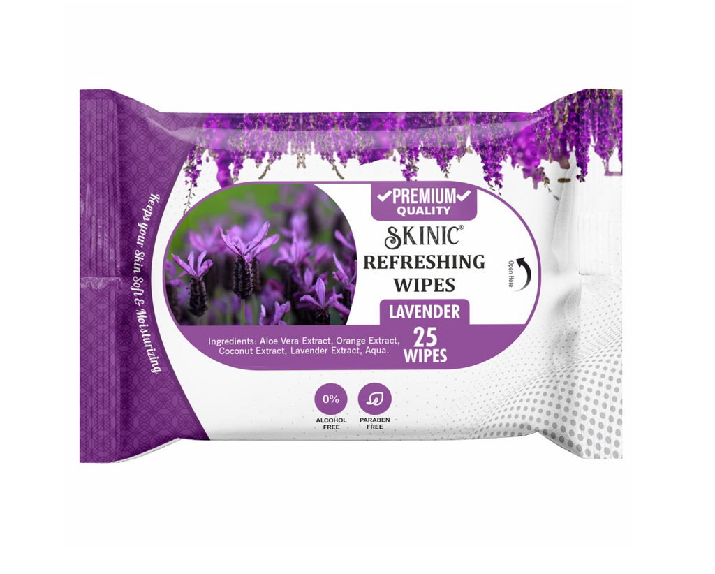 Skinic Herbal Refreshing Wipes — Lavender (25 Wipes)
