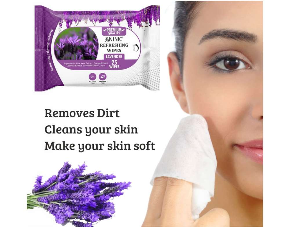 Skinic Herbal Refreshing Wipes — Lavender (25 Wipes)