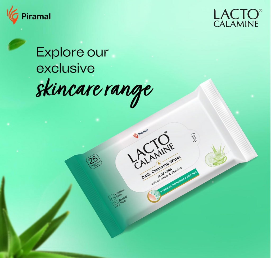 Lacto Calamine Daily Cleansing Face Wipes with Aloe Vera, Cucumber and Vitamin E (25 wipes) Pack of 1