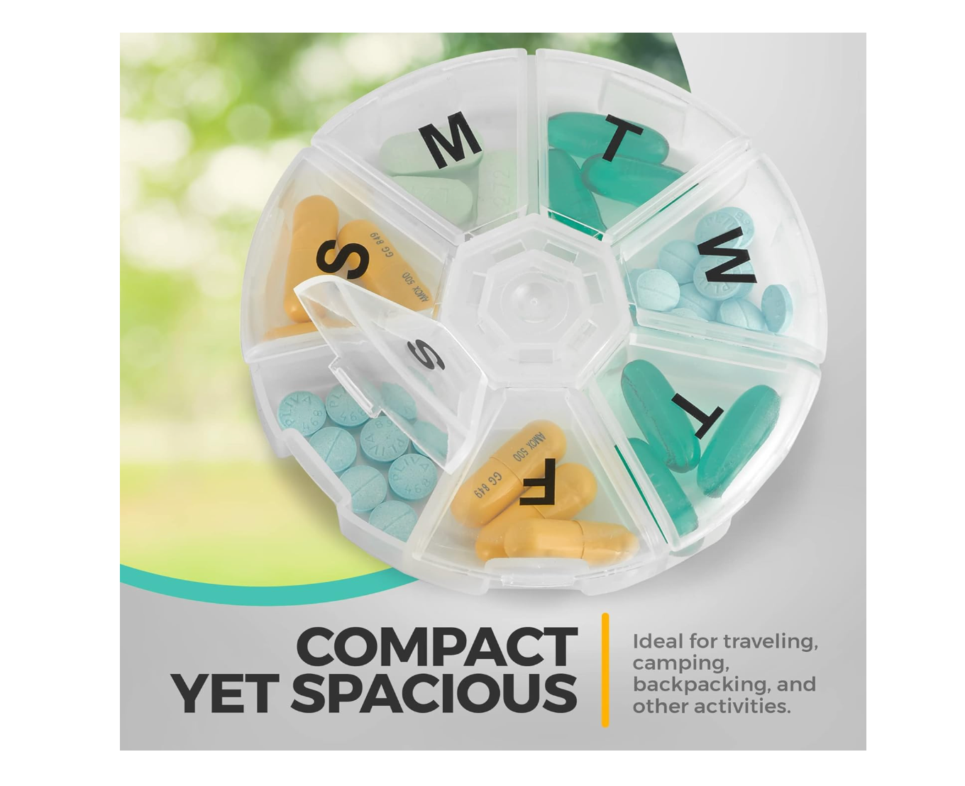 Weekly Pill Organizer 7-Day Round (Pack of 2) — Large Capacity, Travel Friendly