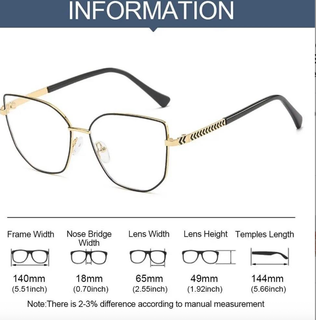 Fashion Blue Light Blocking Eyeglasses — Anti Screen Fatigue Cat Eye Metal Frame | Multiple Colours
