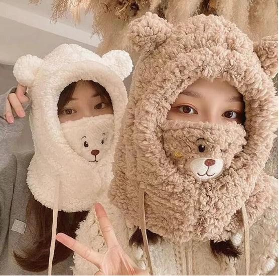3-in-1 Cute Bear Hat, Scarf, and Mask Set