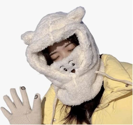 3-in-1 Cute Bear Hat, Scarf, and Mask Set