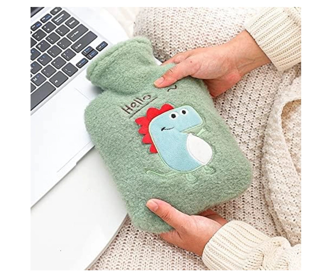 Plush Cartoon Hot Water Bottle with a Removable Cover