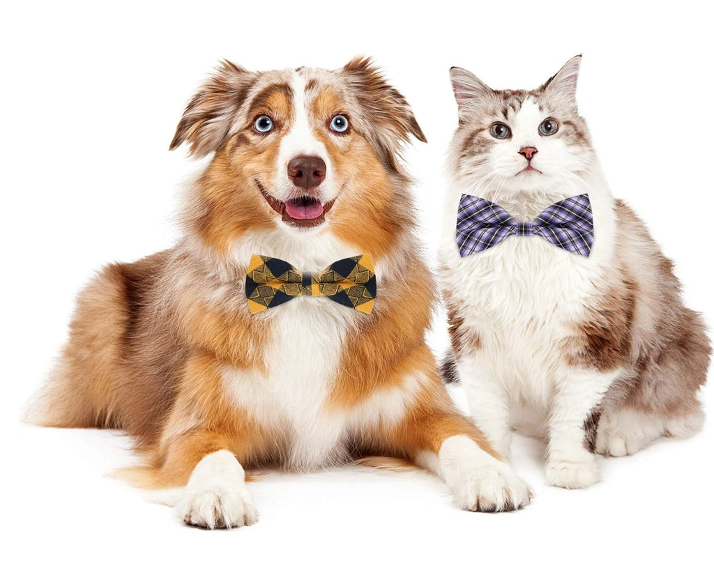 BWOGUE 10-Piece Plaid Dog Bow Tie Set
