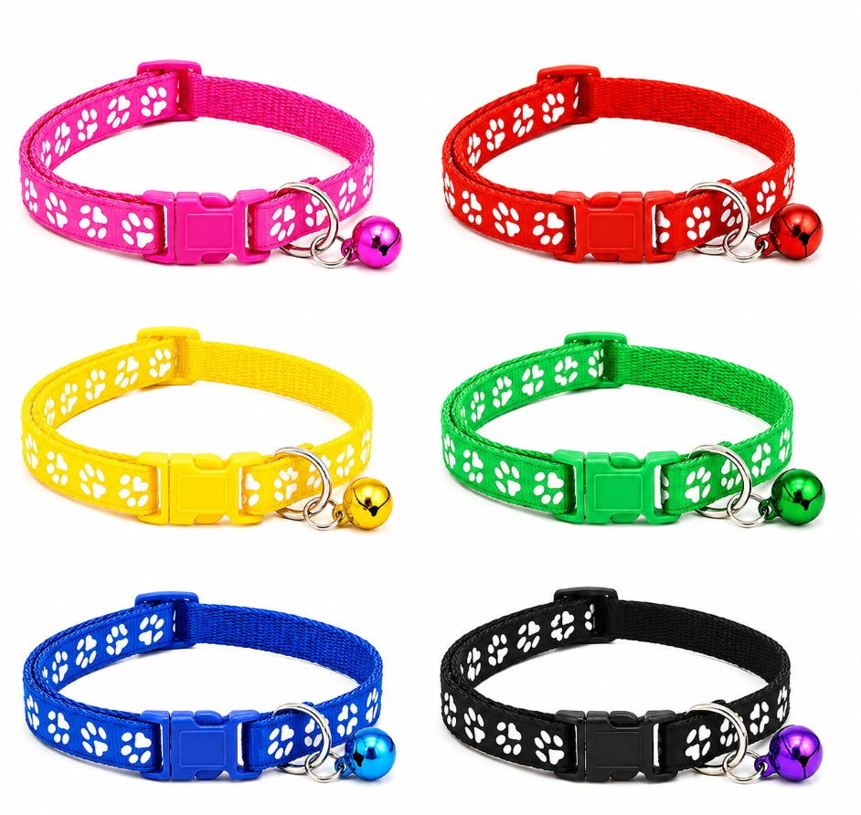 Adjustable Nylon Pet Collar with Footprint and Star Design