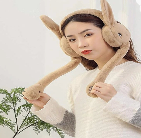Plush movable ear winter earmuff