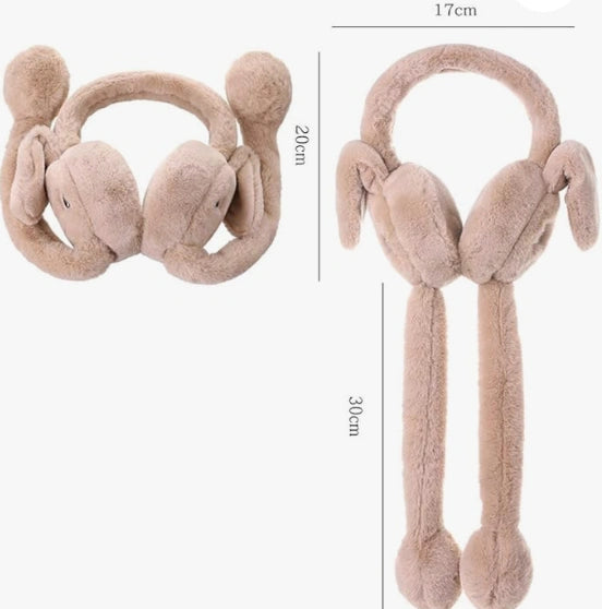 Plush movable ear winter earmuff