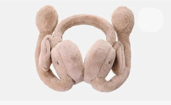 Plush movable ear winter earmuff