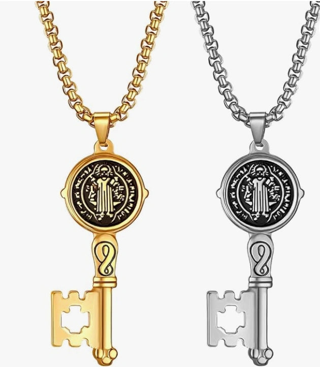 Saint Benedict Key Pendant Necklace