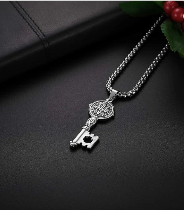 Saint Benedict Key Pendant Necklace