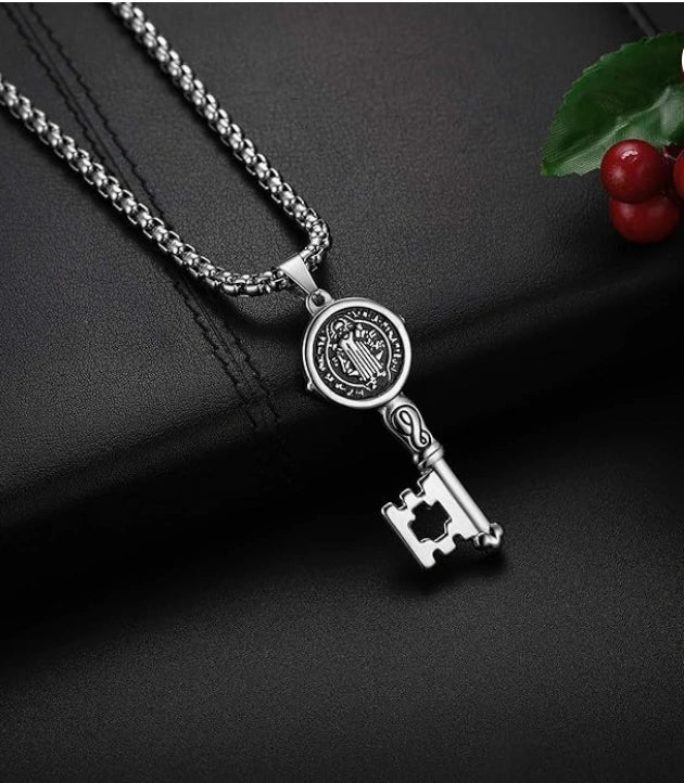 Saint Benedict Key Pendant Necklace