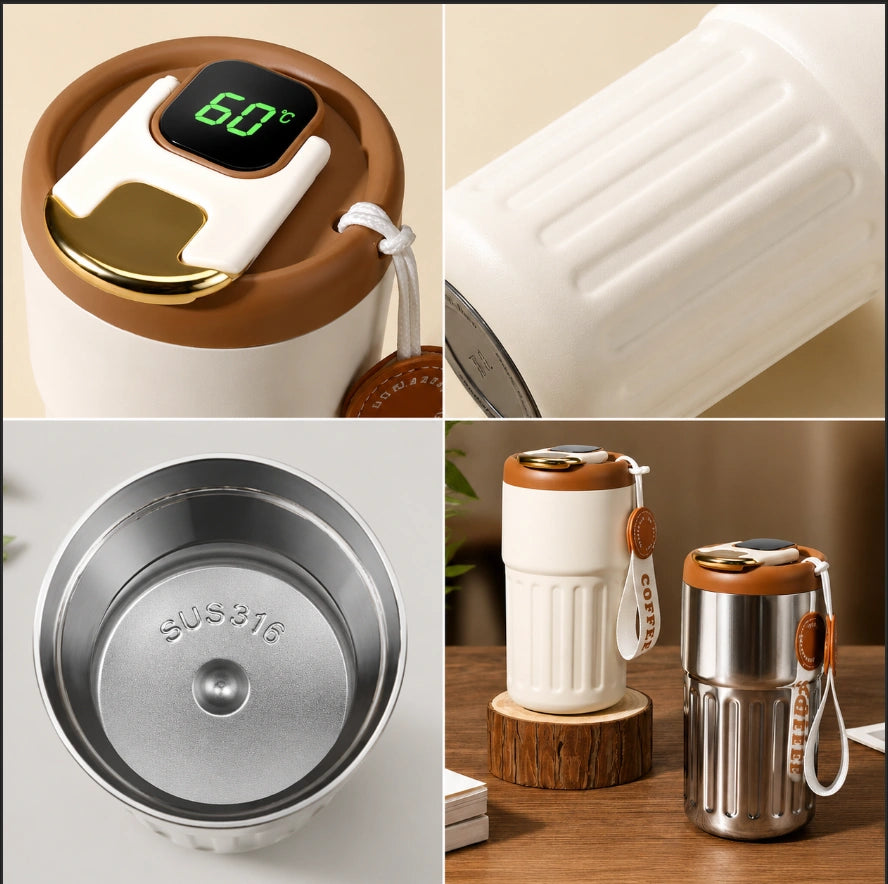 Smart Thermos Coffee Mug with an LED Temperature Display