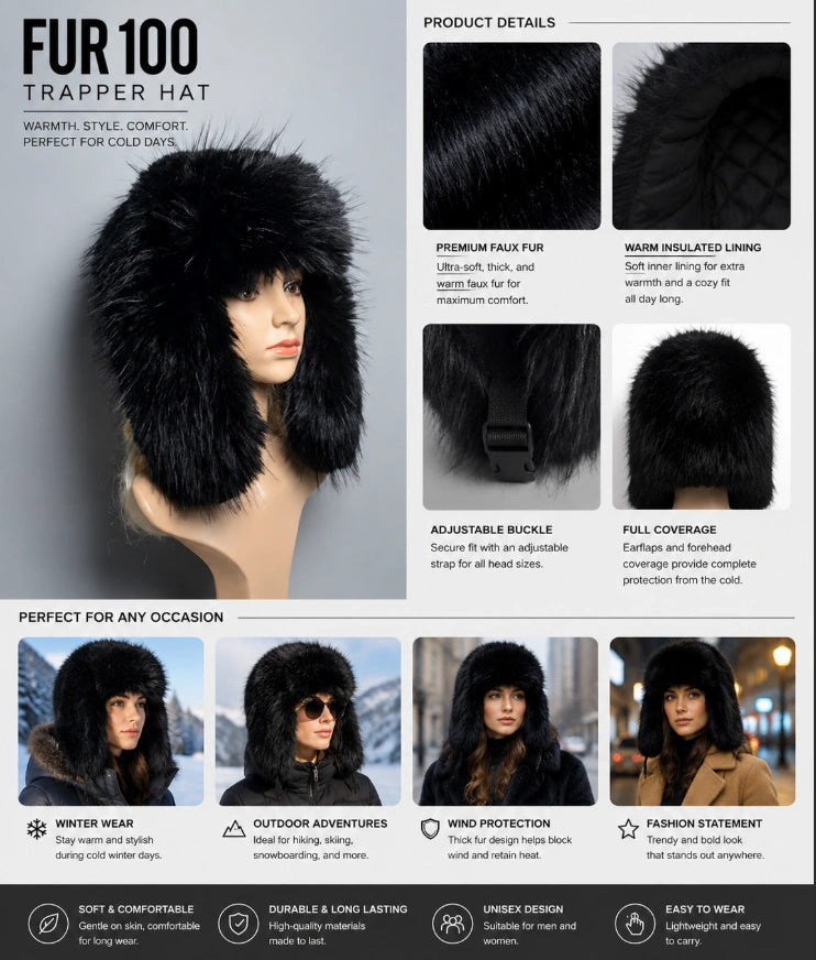 Women’s Faux Fur Russian Ushanka Hat