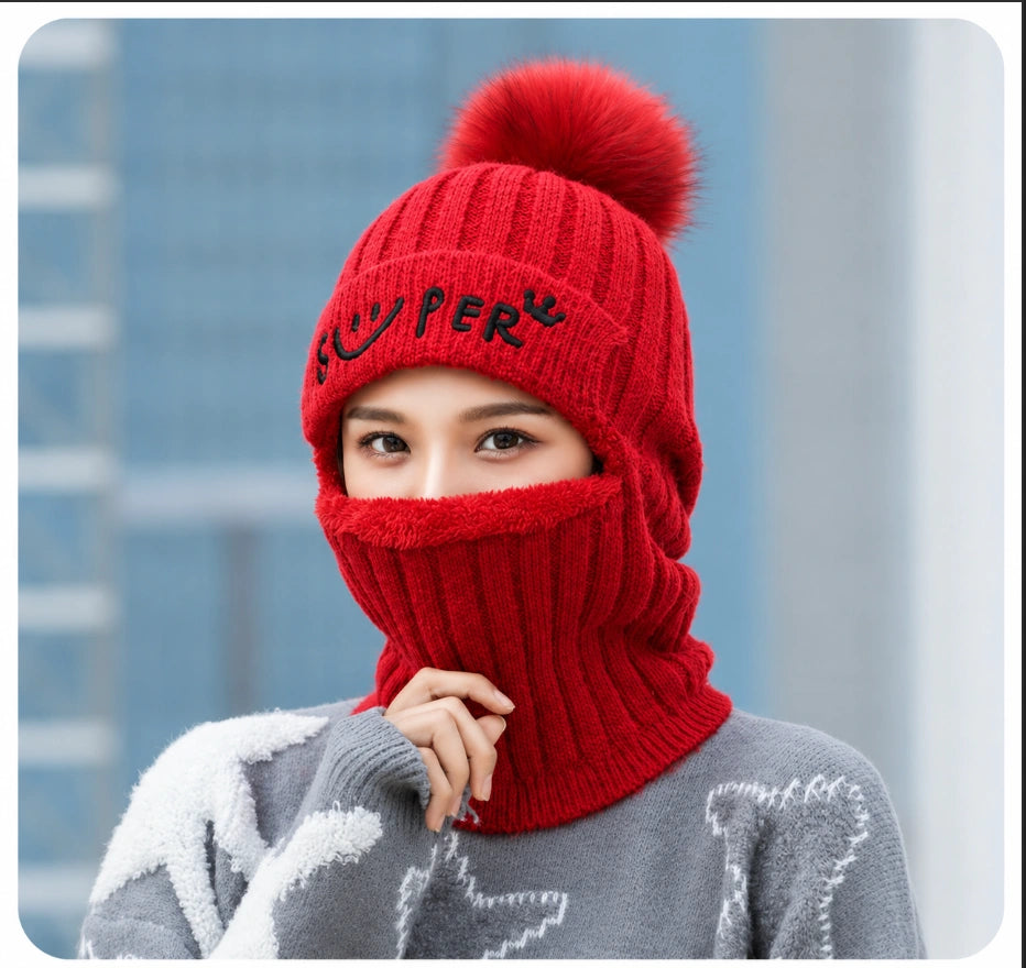 All-in-One Winter Balaclava Hat with Zipper Face Protection