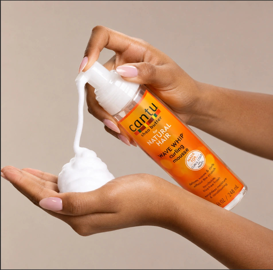 Cantu Shea Butter for Natural Hair Wave Whip Curling Mousse (8.4 FL OZ / 248 mL bottle).