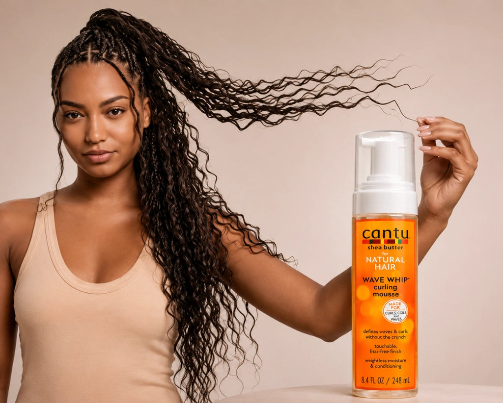 Cantu Shea Butter for Natural Hair Wave Whip Curling Mousse (8.4 FL OZ / 248 mL bottle).