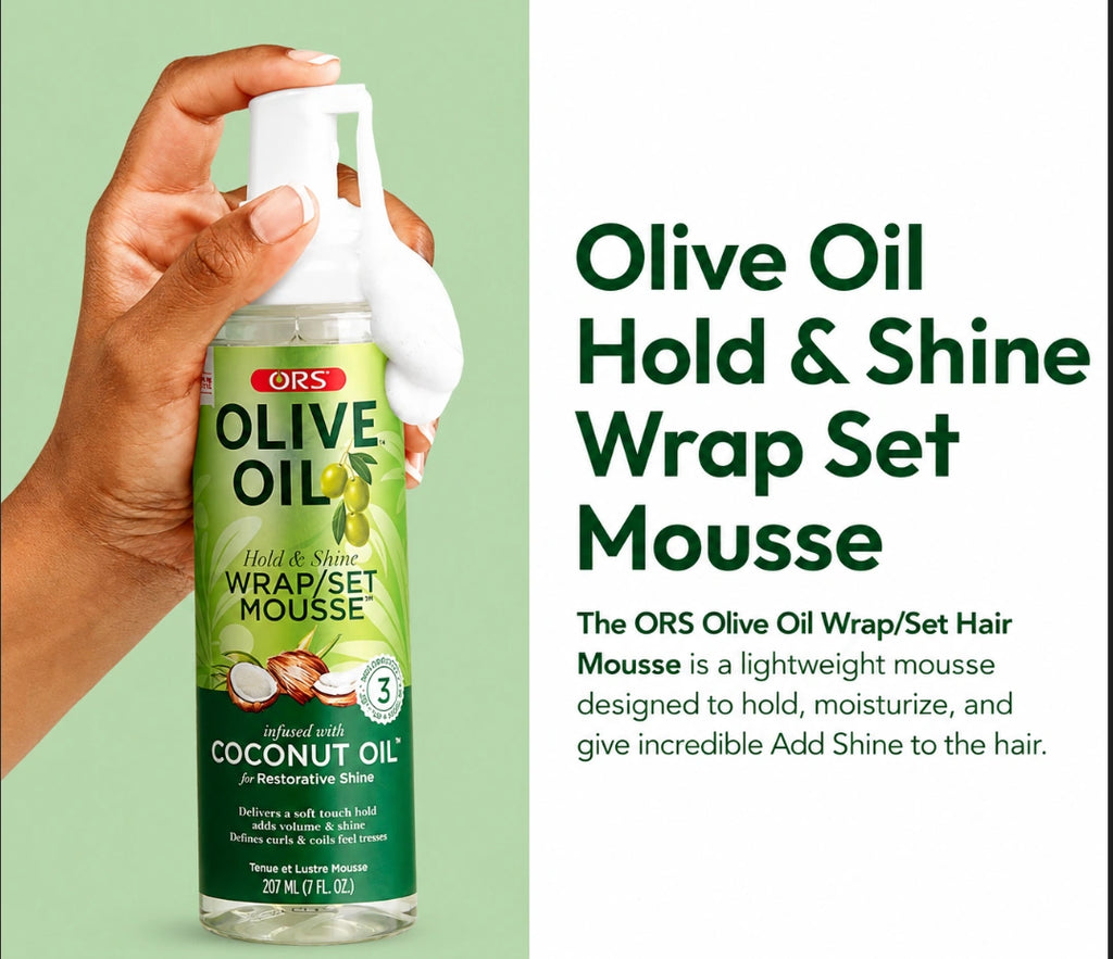 ORS Olive Oil Wrap/Set Mousse (207 mL / 7 fl. oz. bottle).