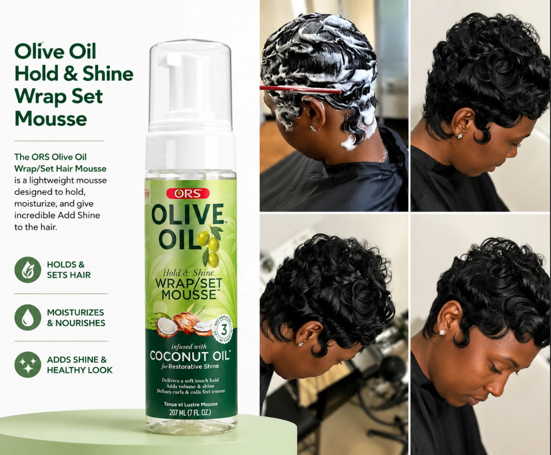 ORS Olive Oil Wrap/Set Mousse (207 mL / 7 fl. oz. bottle).