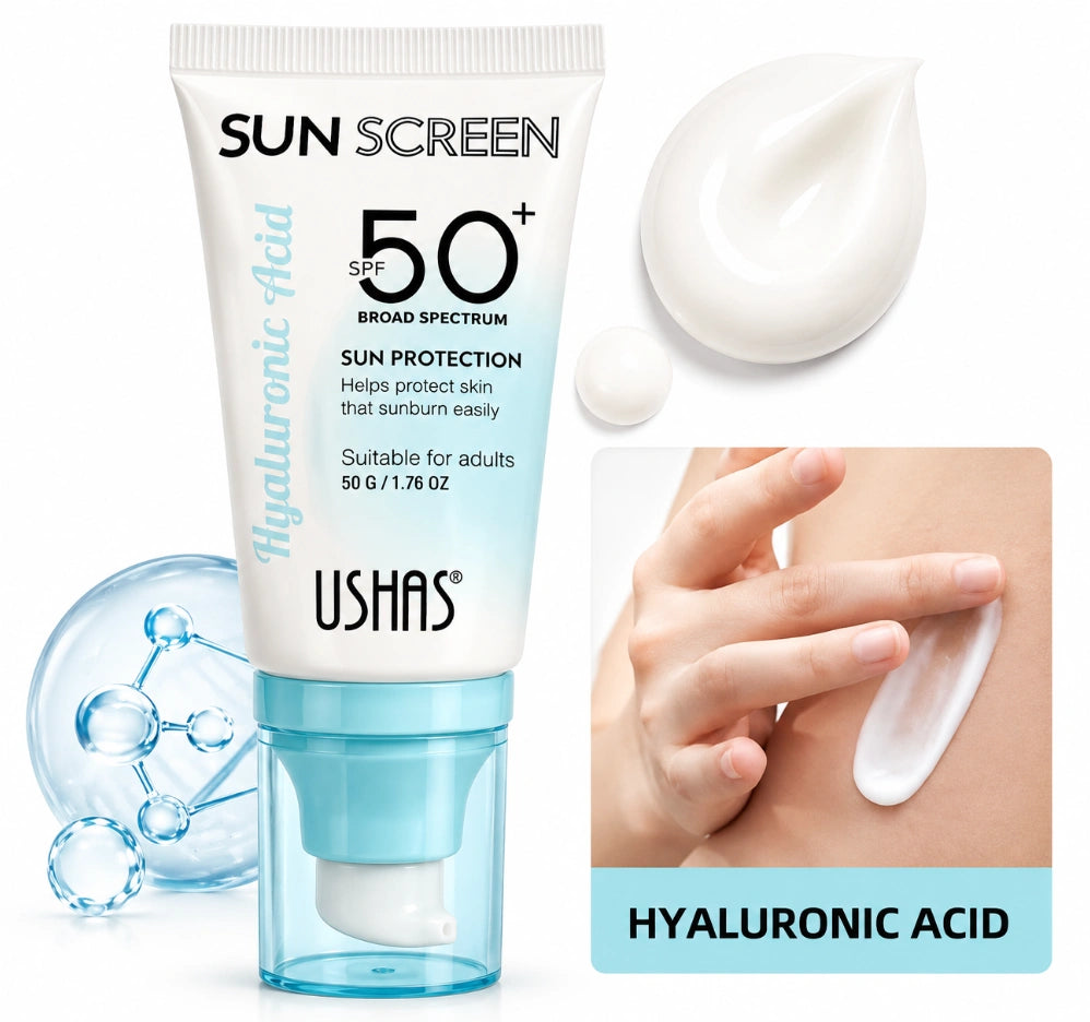 USHAS Hyaluronic Acid Sun Screen (SPF 50+).
