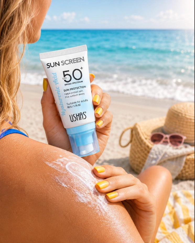 USHAS Hyaluronic Acid Sun Screen (SPF 50+).