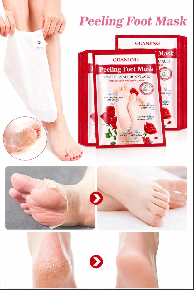GuanJing Rose & Hyaluronic Acid Peeling Foot Mask.