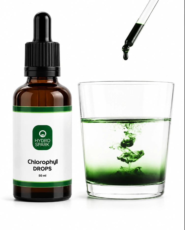 Hydro Spark Chlorophyll Drops (50 ml dropper bottle).