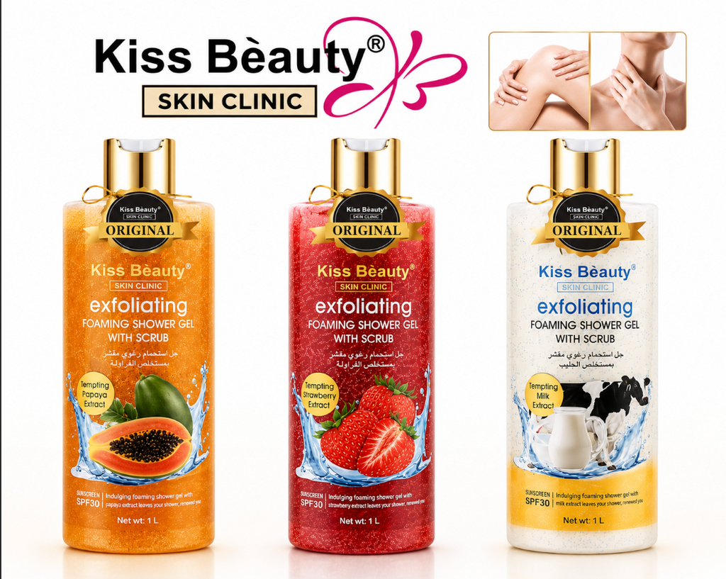 Kiss Beauty Exfoliating Foaming Shower Gel with Scrub