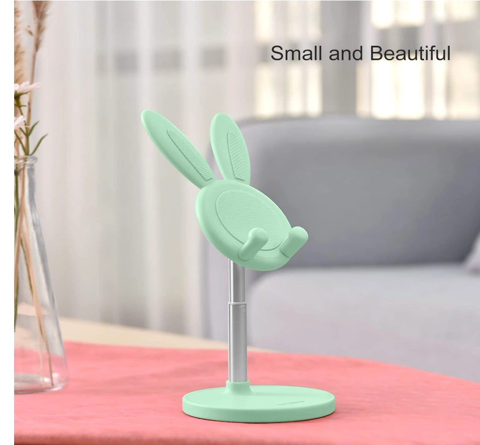 Angle and Height Adjustable Cute Bunny Desktop Phone and Tablet Stand.