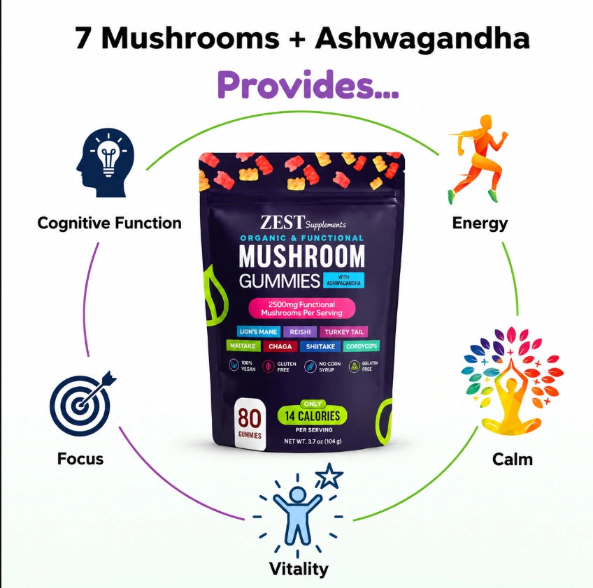 Organic & Functional Mushroom Gummies with Ashwagandha