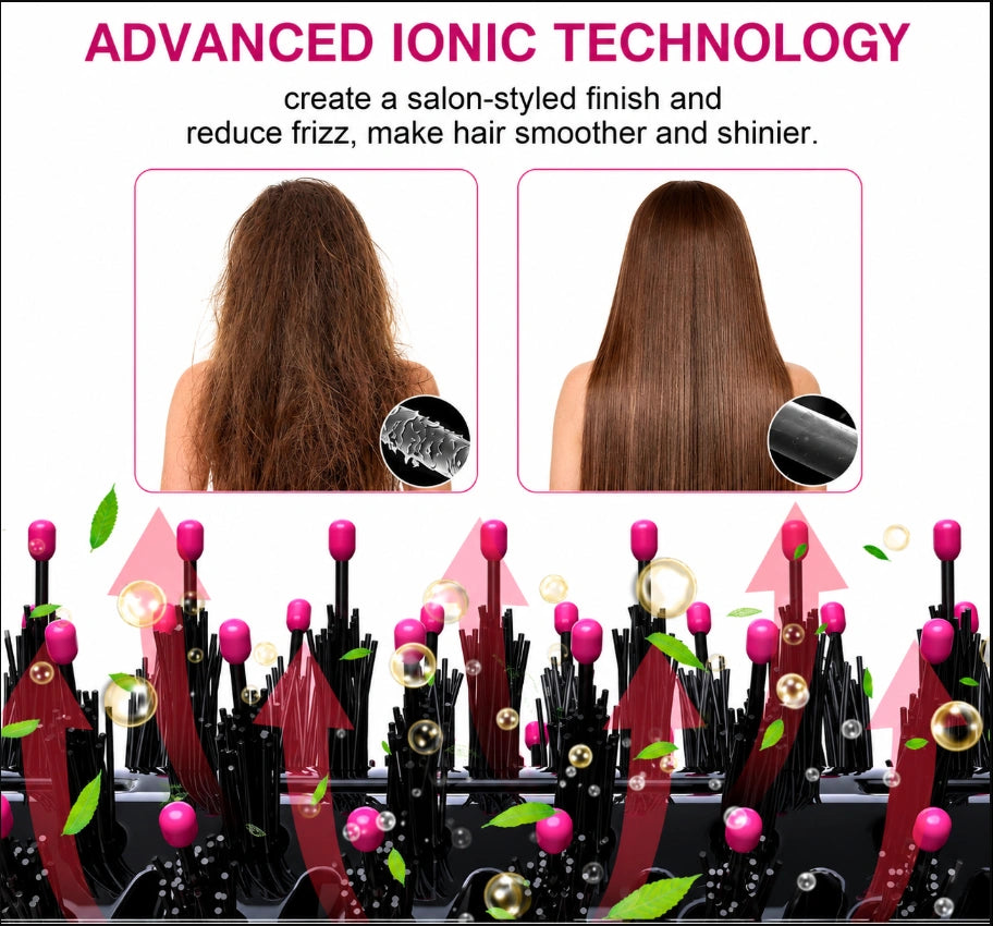 "One-Step" oval hot air hair dryer brush and volumizer